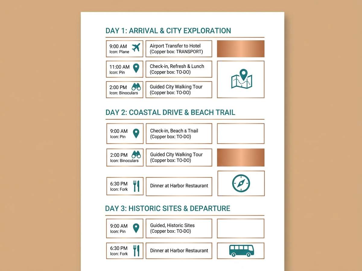 travel itinerary layout