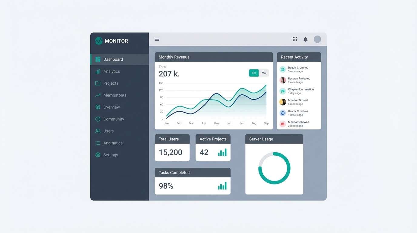 teal gray dashboard ui