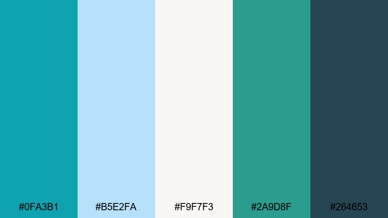teal green modern color palette with hex codes