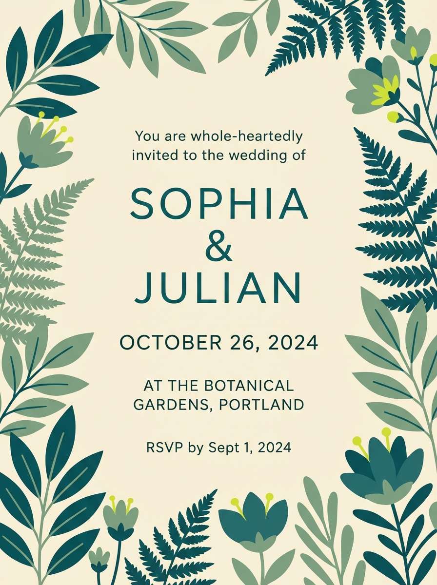 teal lime wedding invite