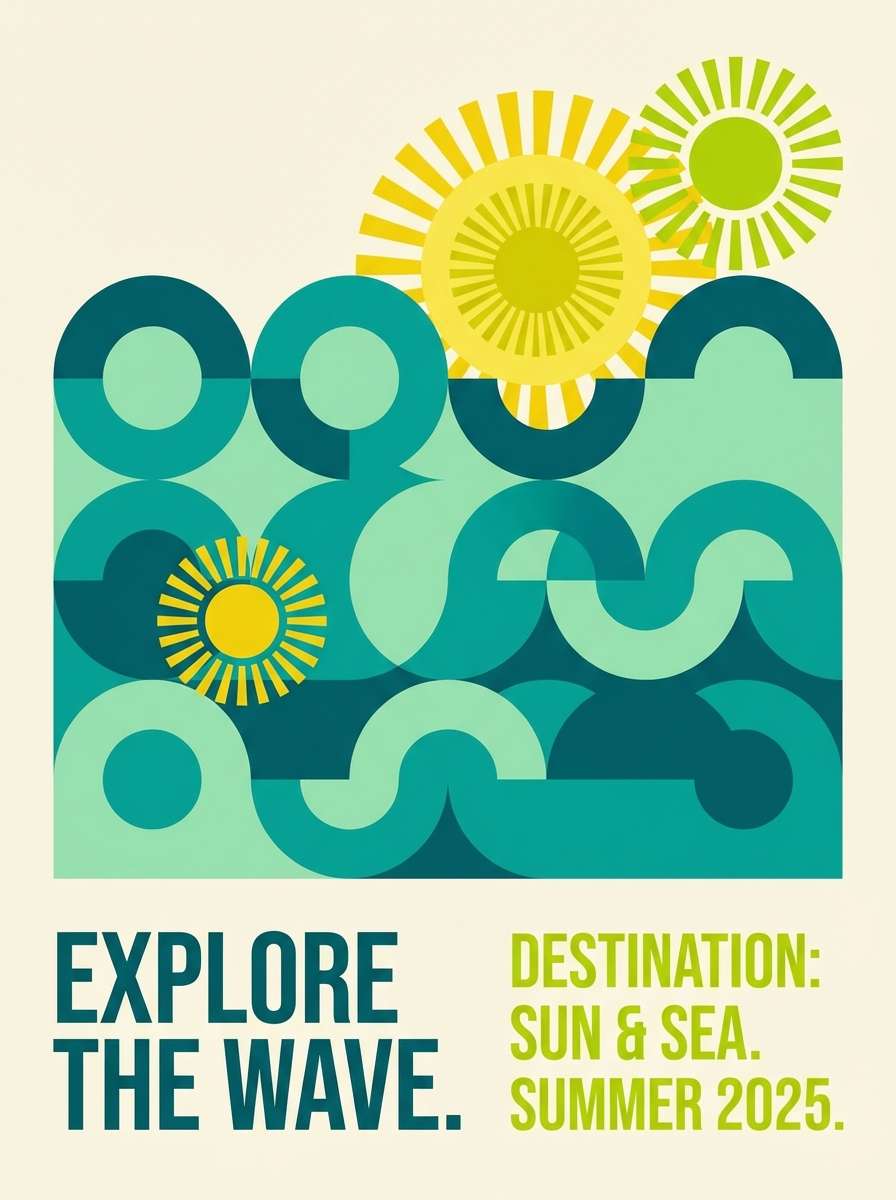 coastal teal lime poster