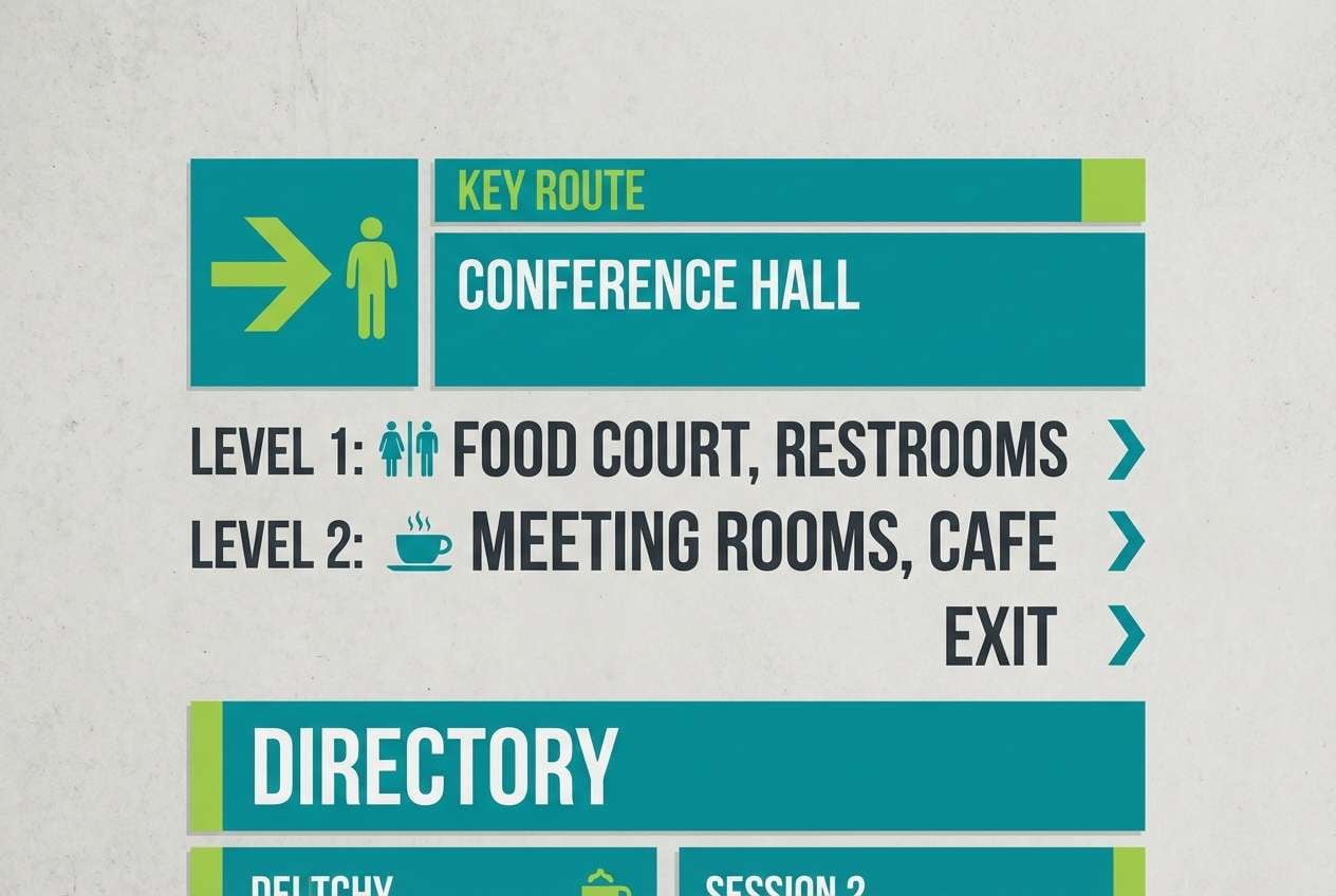 teal lime wayfinding signs