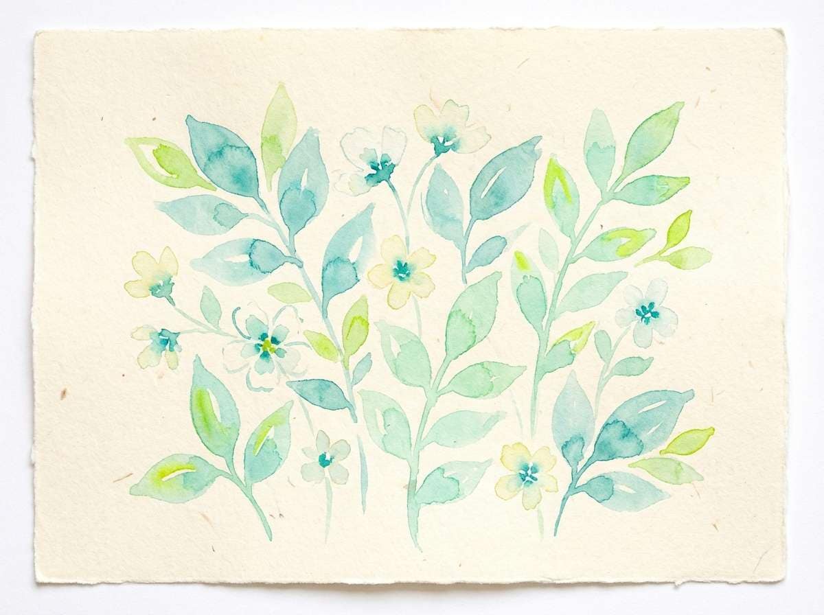 botanical teal lime watercolor