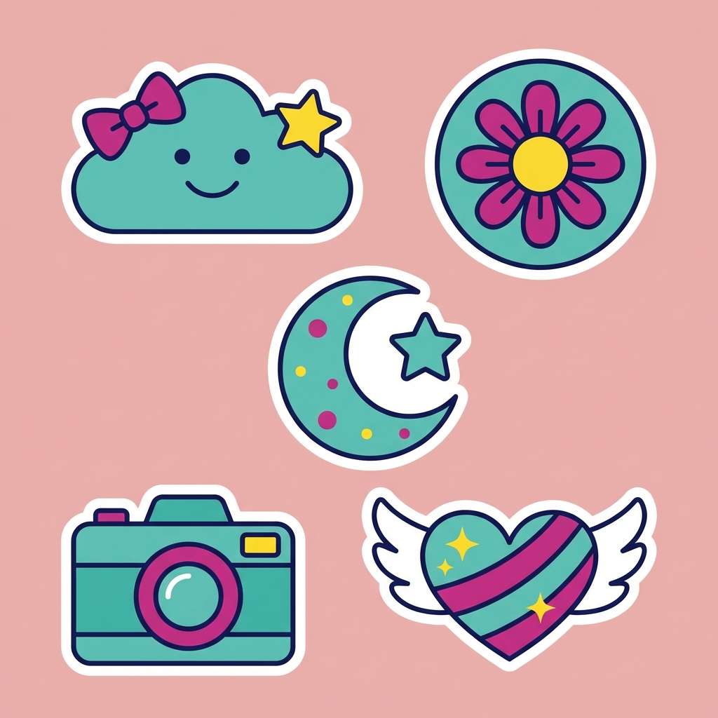 cute teal magenta stickers
