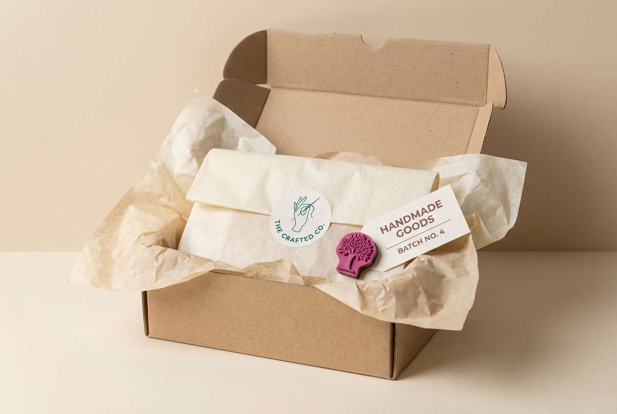 craft packaging teal magenta