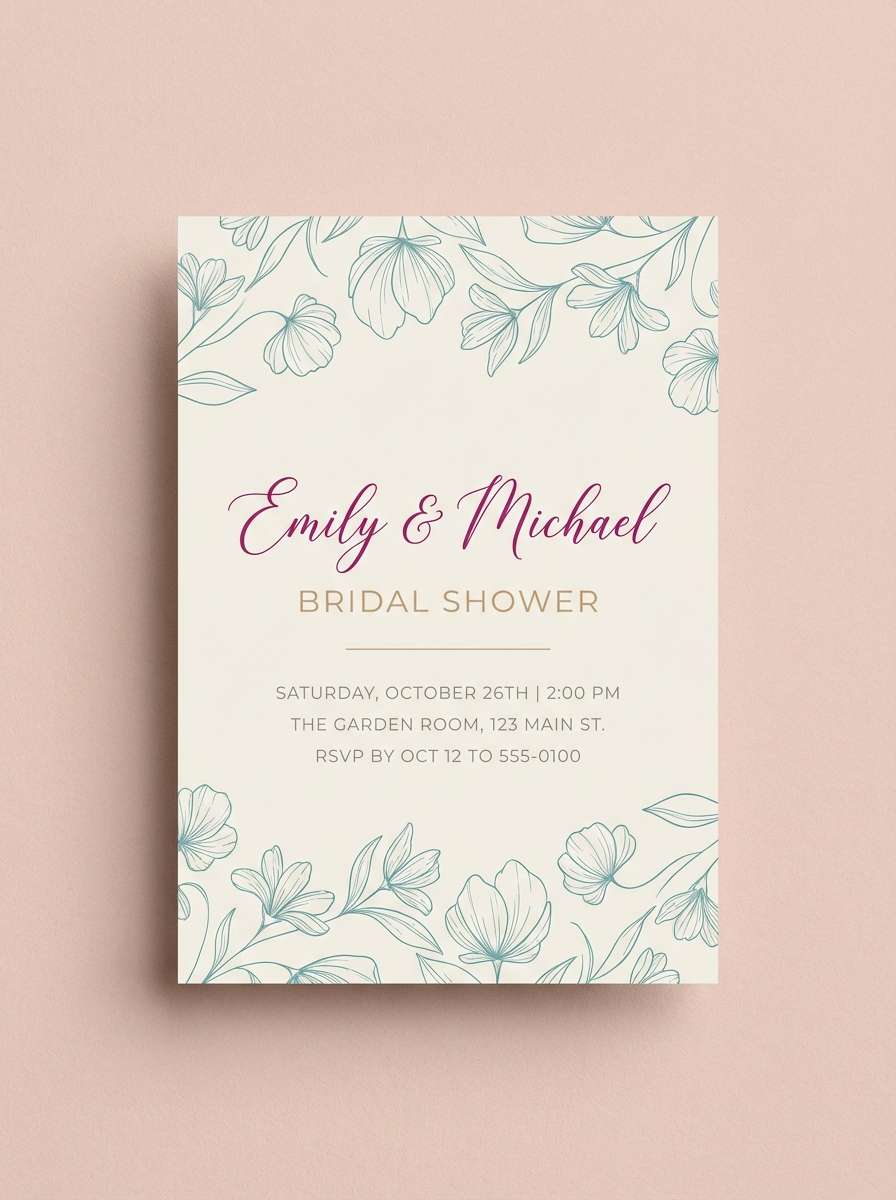 bridal invite teal magenta