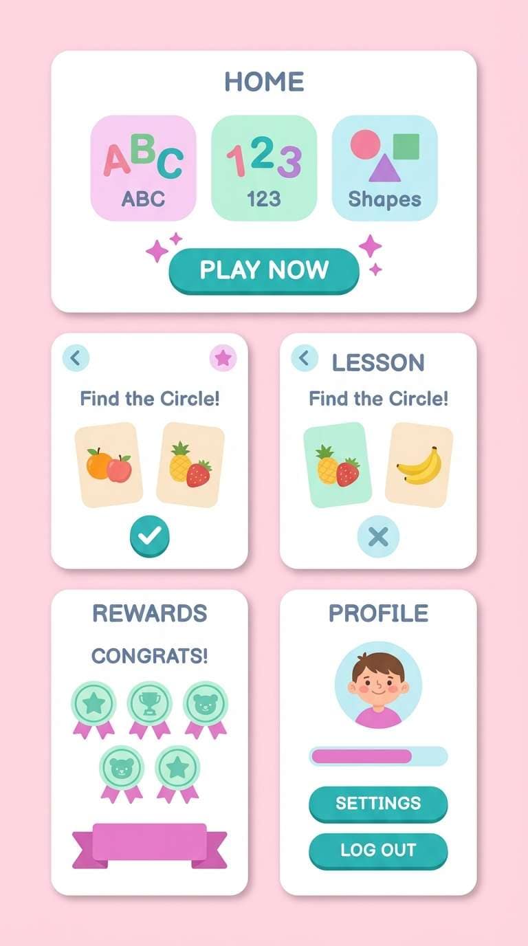 kids ui teal magenta