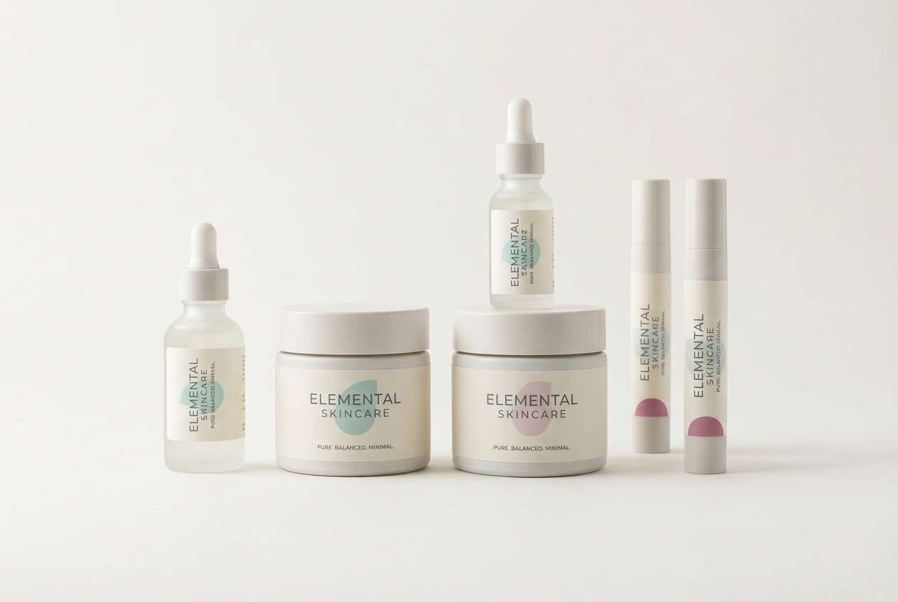 skincare packaging teal magenta