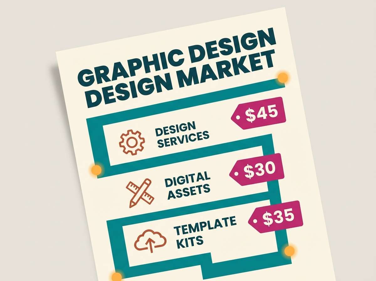 market flyer teal magenta