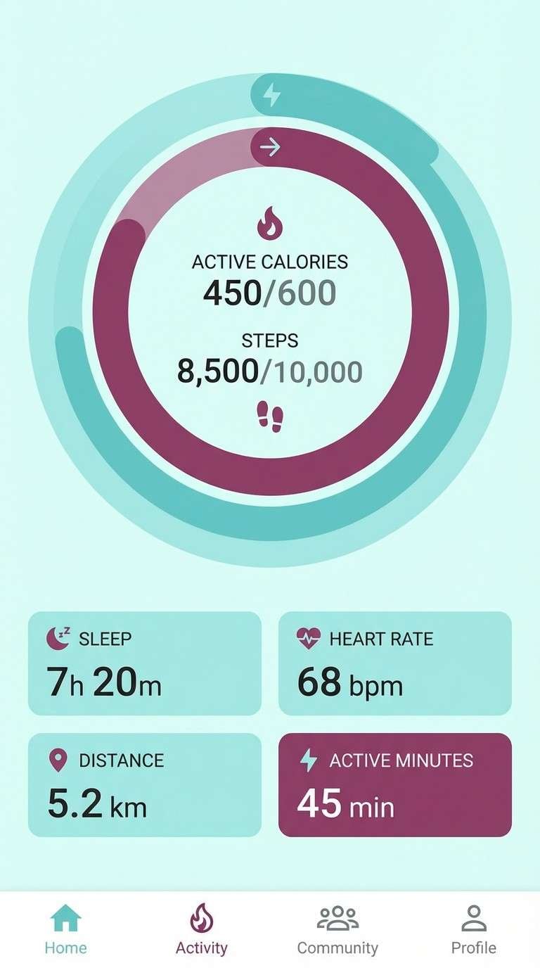 fitness ui in icy teal