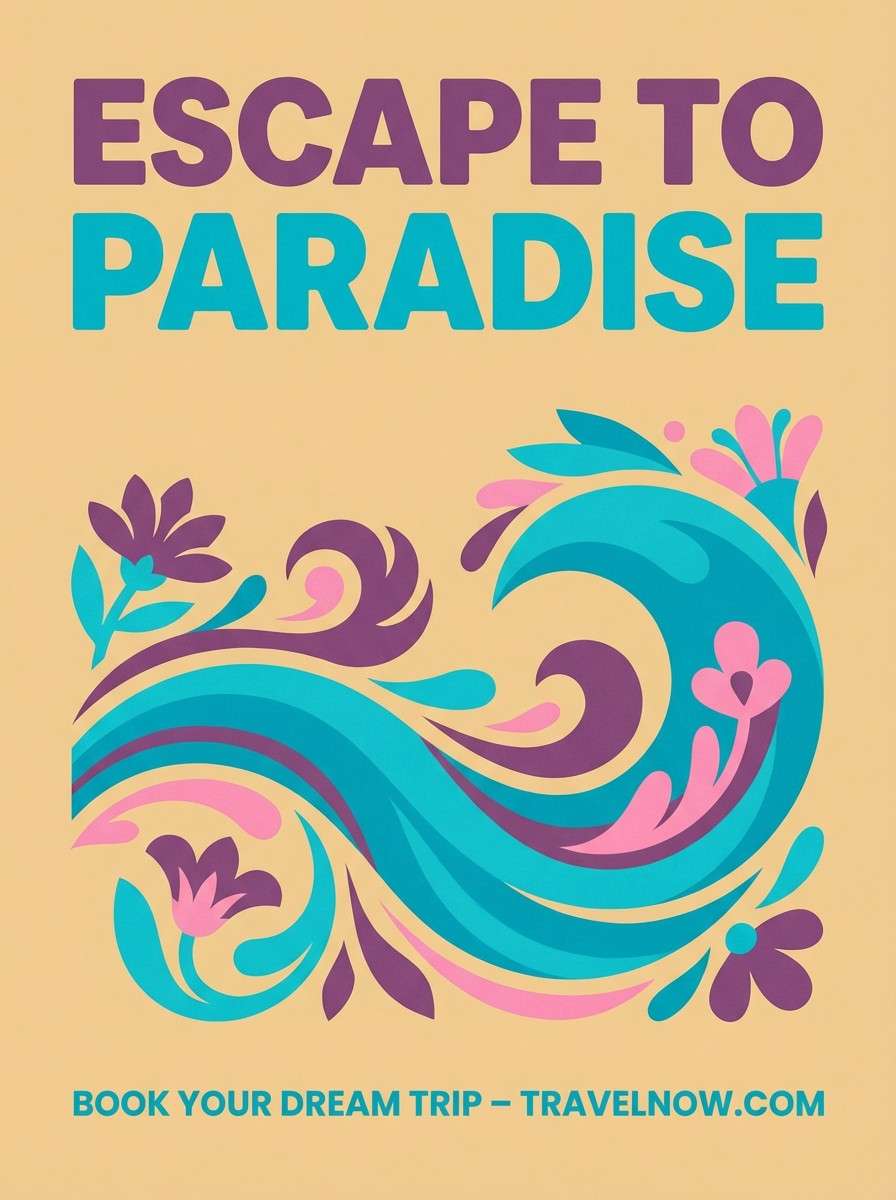 travel poster in tropical tones