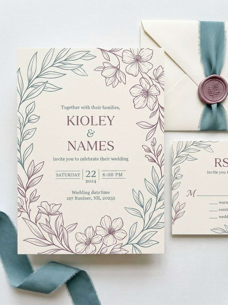 twilight teal plum invitation