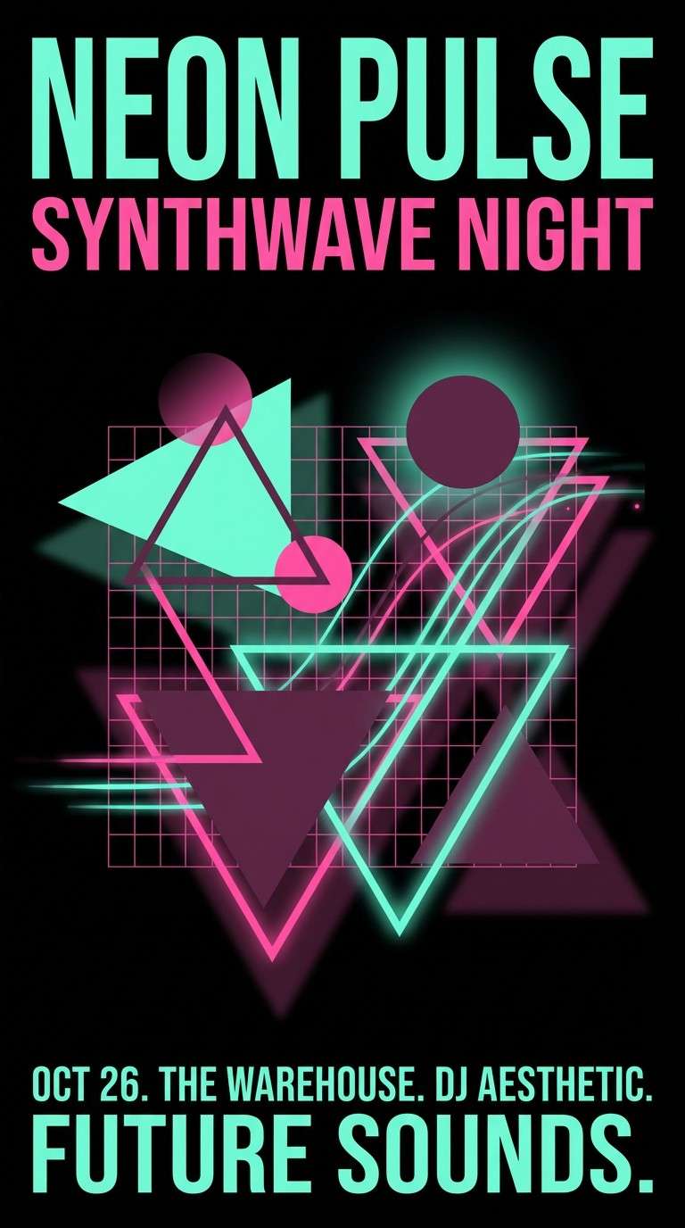 neon poster in teal plum