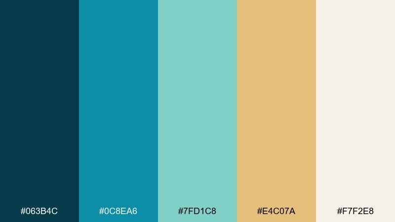 teal quartz art deco color palette with hex codes