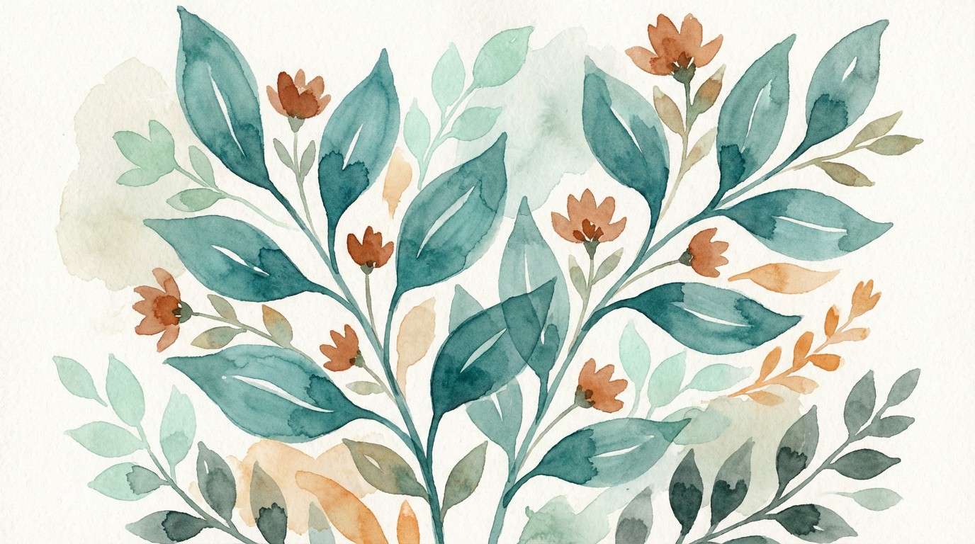 teal rust botanical print