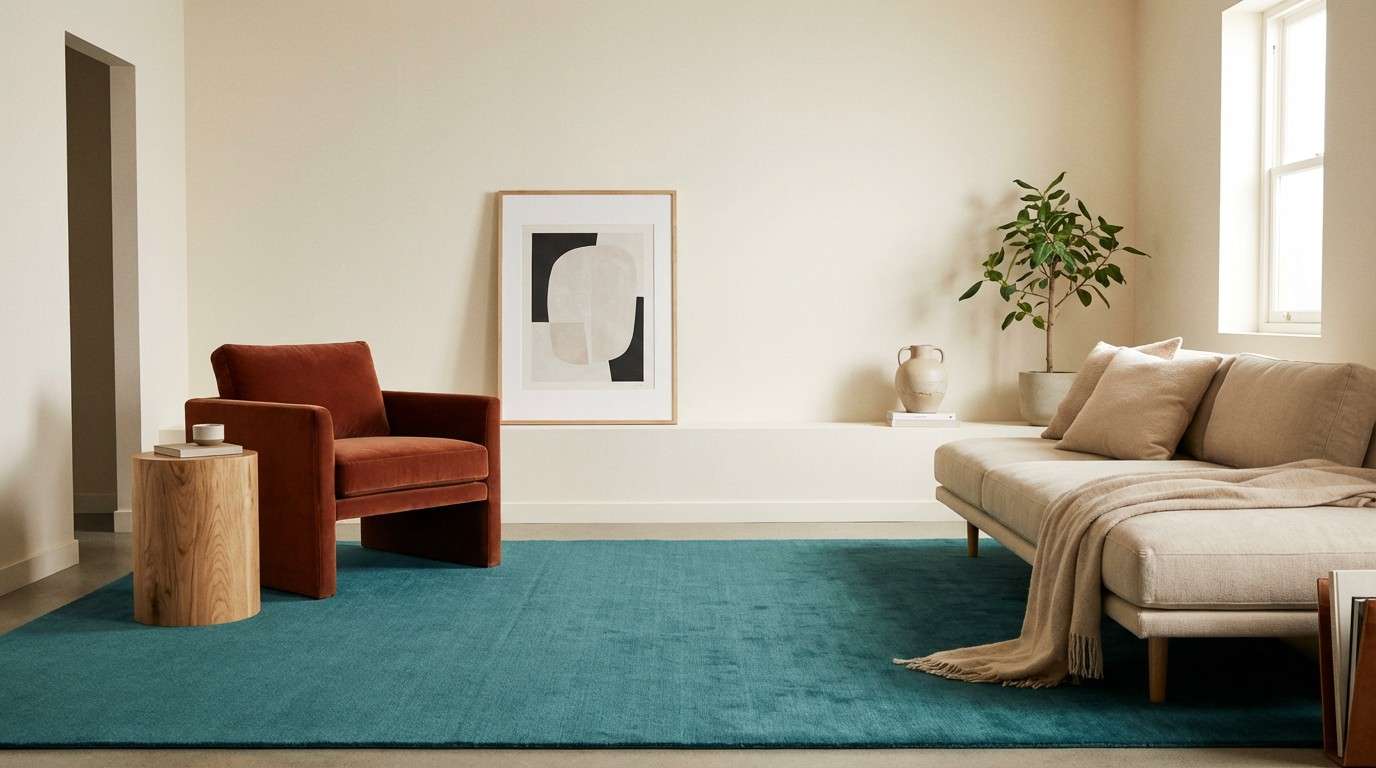 teal rust living room