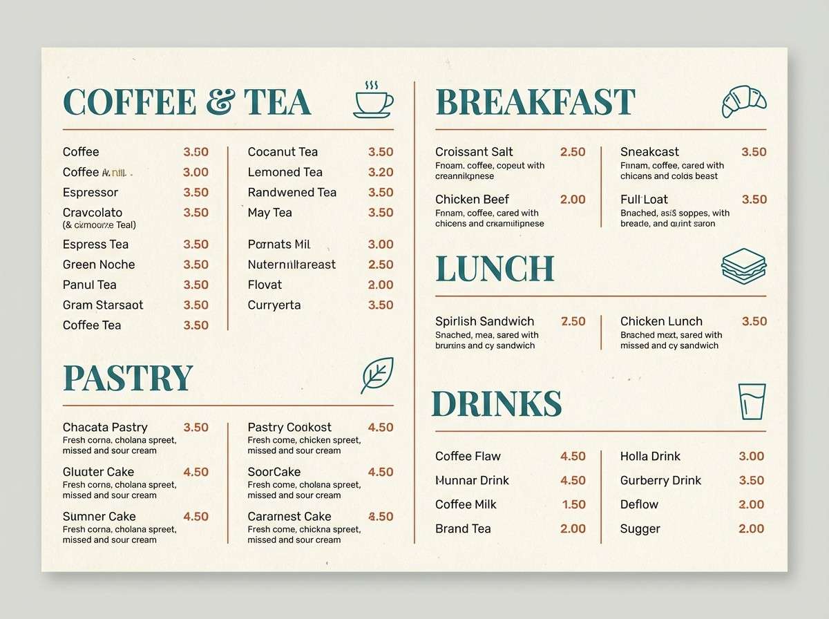 teal rust cafe menu