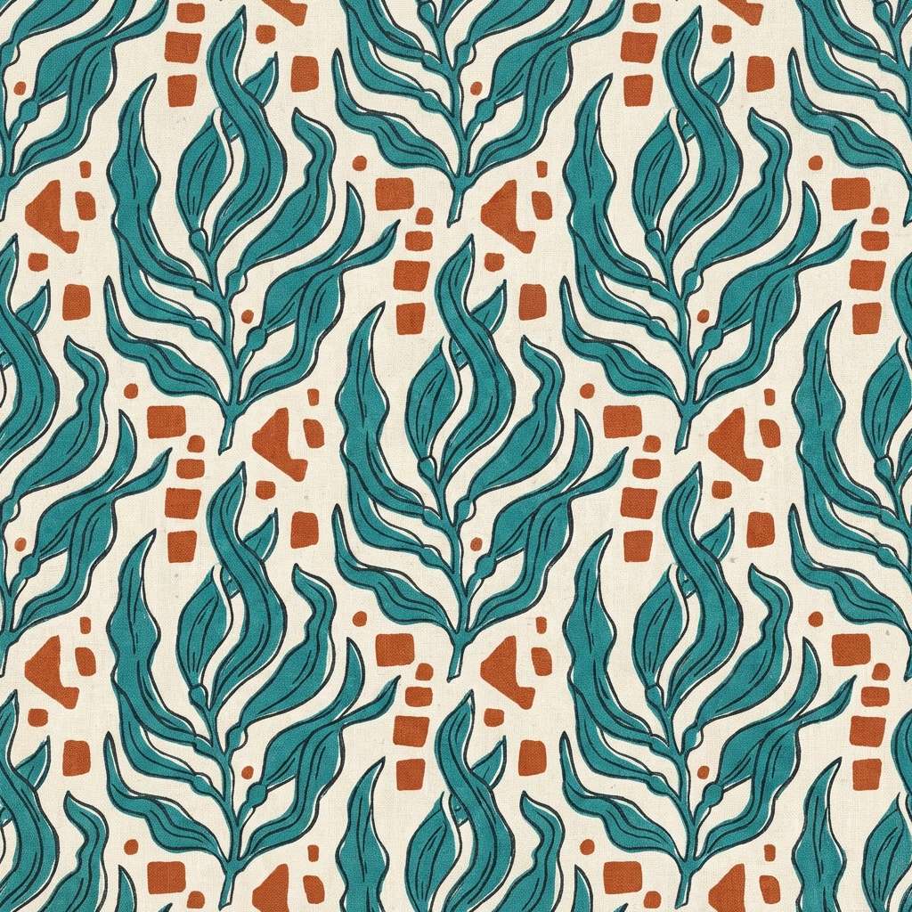 teal rust textile pattern