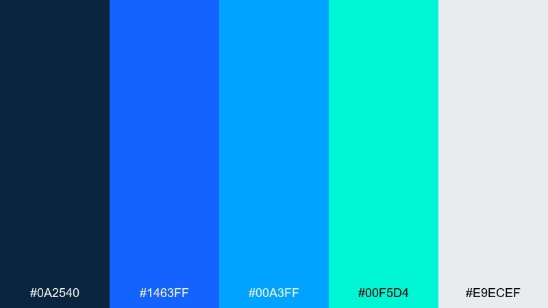 tech aqua blue cyan color palette with hex codes
