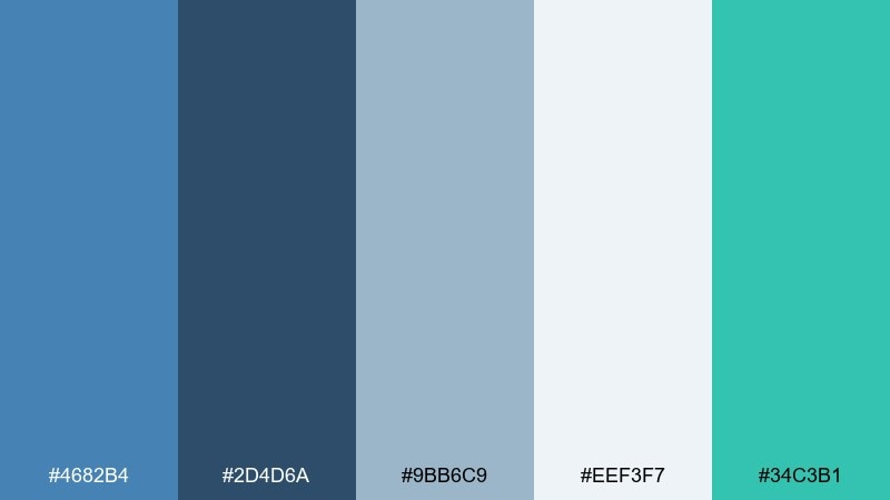tech calm color palette with hex codes