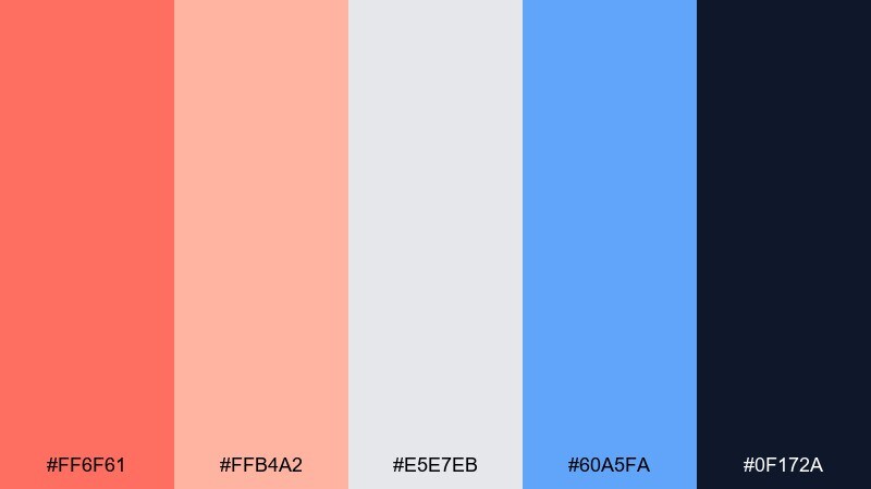 tech coral accent color palette with hex codes