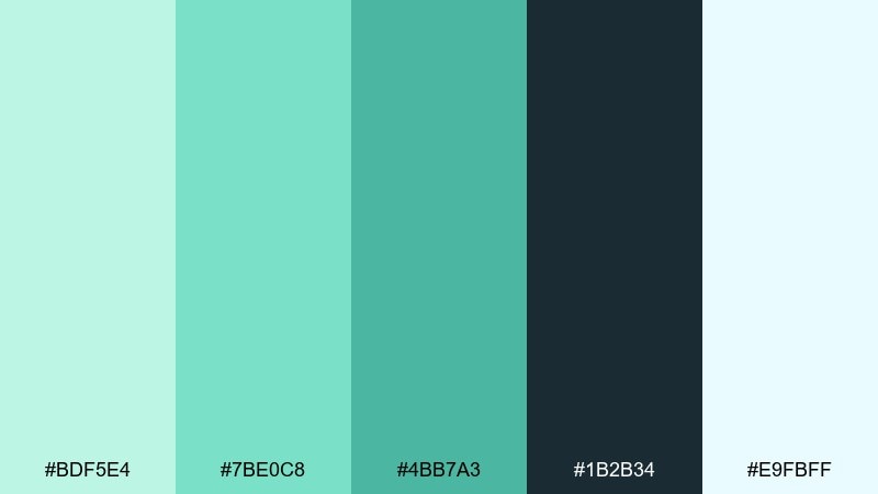 tech dashboard calm mint green color palette with hex codes