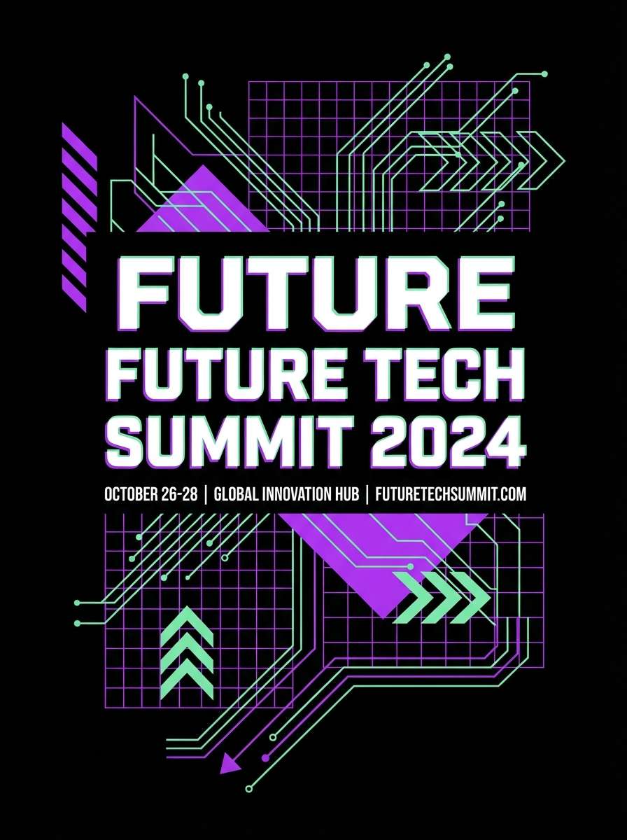 purple tech conference flyer