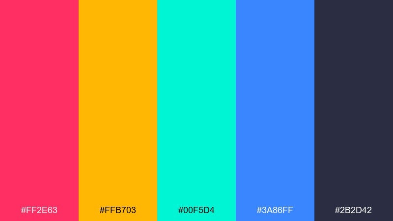 tech gradient beam rainbow color palette with hex codes