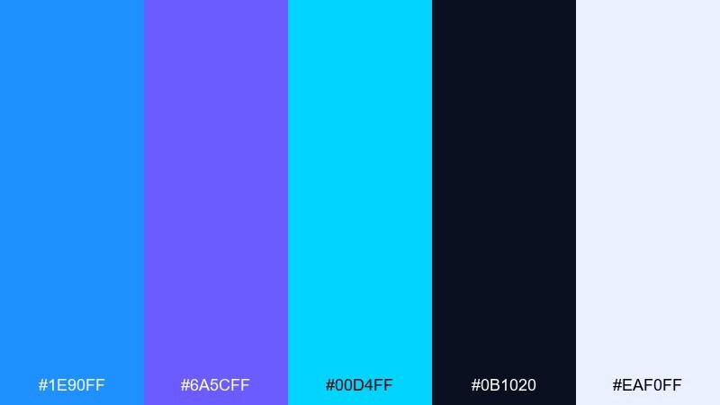 tech gradient dodger blue color palette with hex codes