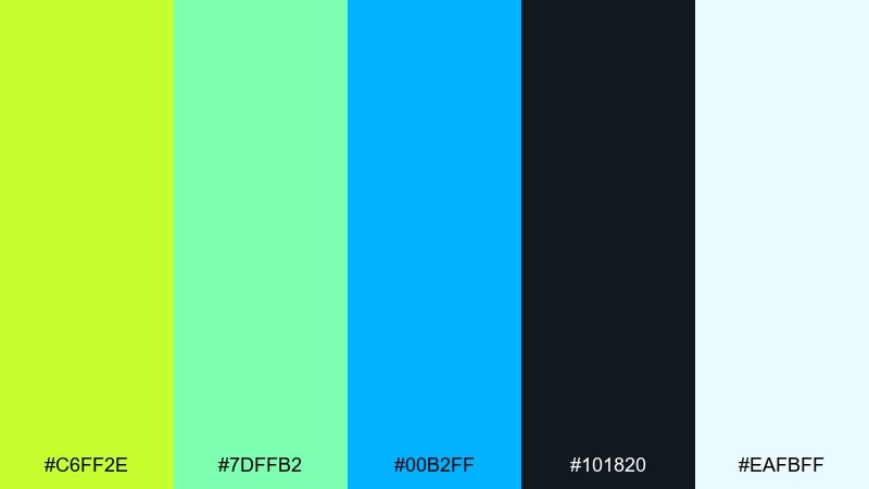 tech gradient glow lime color palette with hex codes
