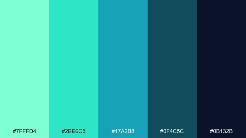 tech gradient ui aquamarine color palette with hex codes
