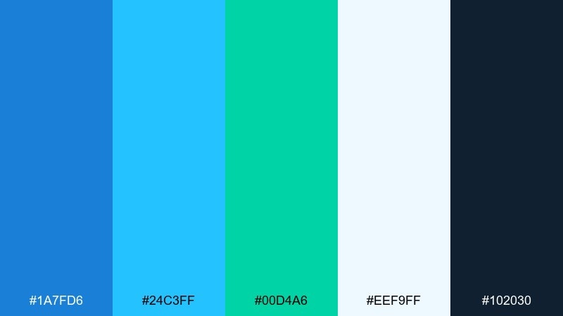 tech lagoon cerulean blue color palette with hex codes