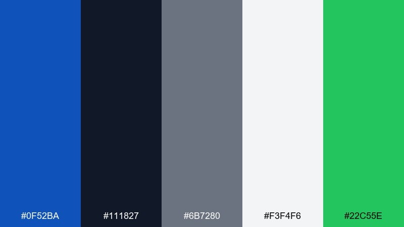 tech minimal sapphire color palette with hex codes