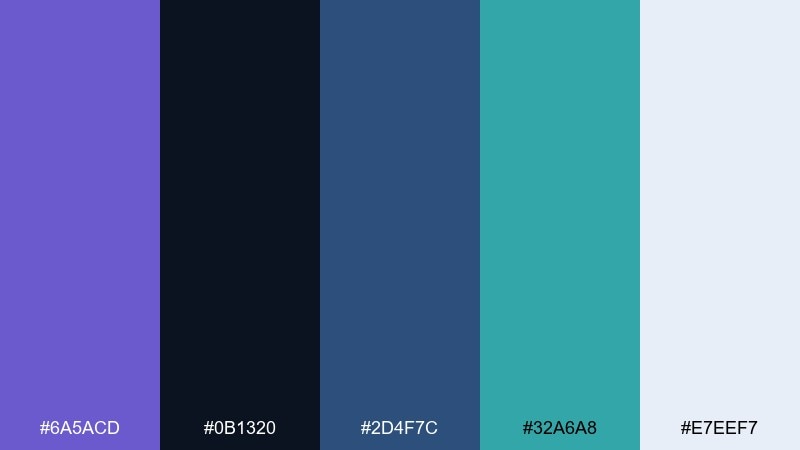 tech nebula slate blue color palette with hex codes