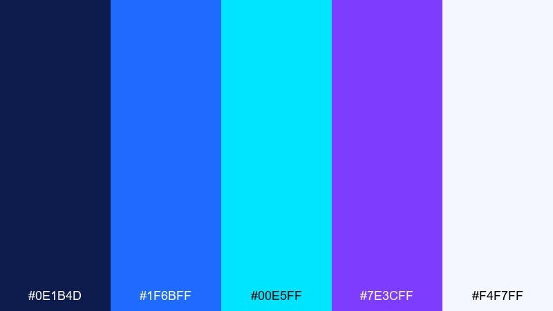 tech neon frost blue raspberry color palette with hex codes