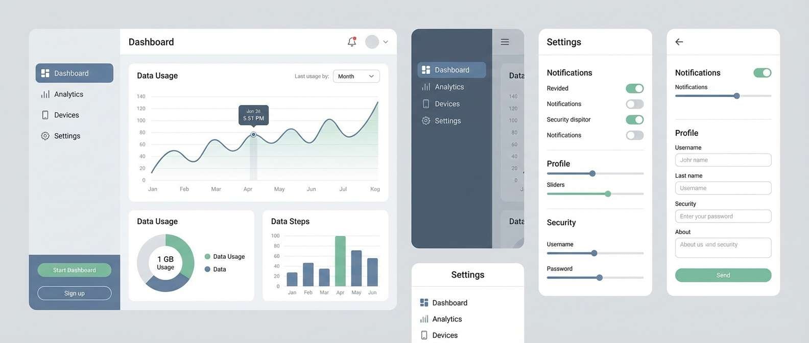 tech product ui screens