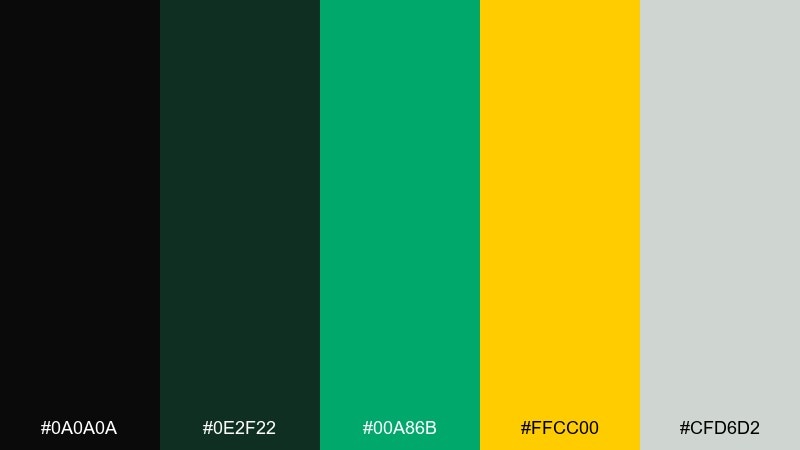 tech terminal black green yellow color palette with hex codes