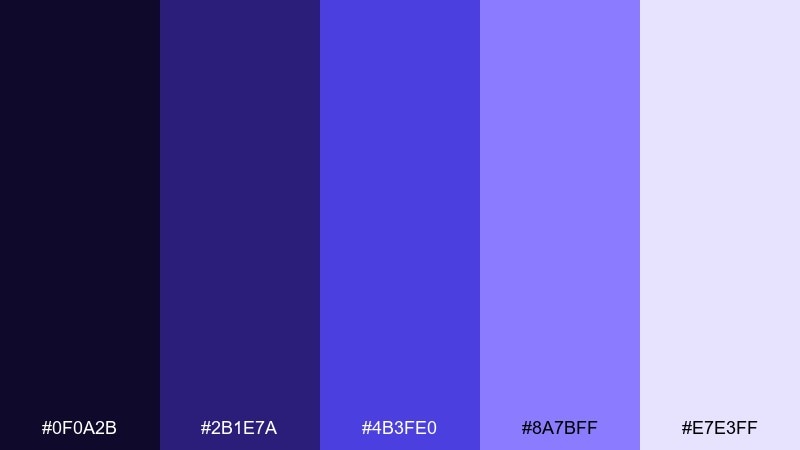 tech violet gradient violet color palette with hex codes