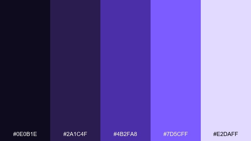 tech violet gradient violet purple color palette with hex codes