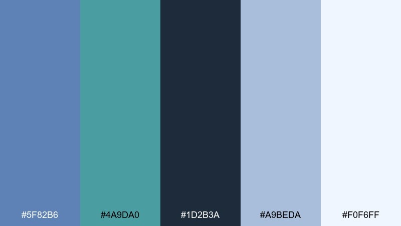 techno calm glaucous color palette with hex codes