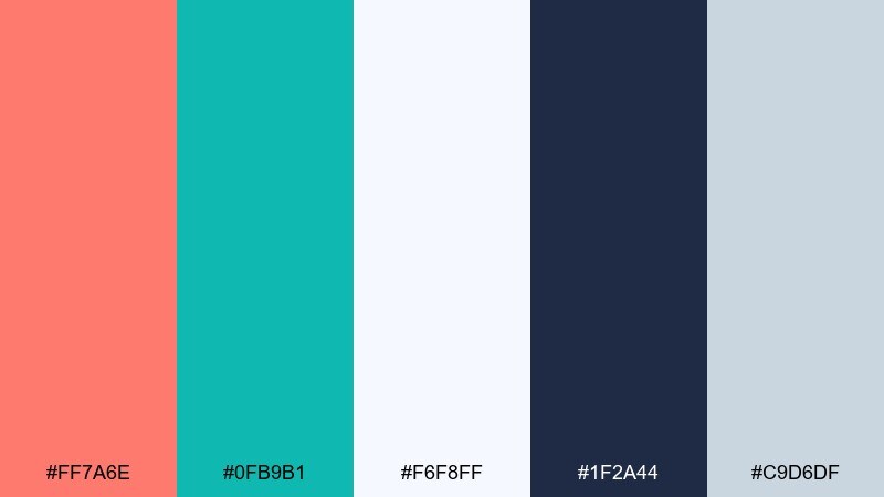 techy tide ui salmon teal color palette with hex codes