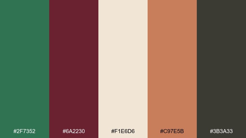 terra bistro green and maroon color combination with hex codes