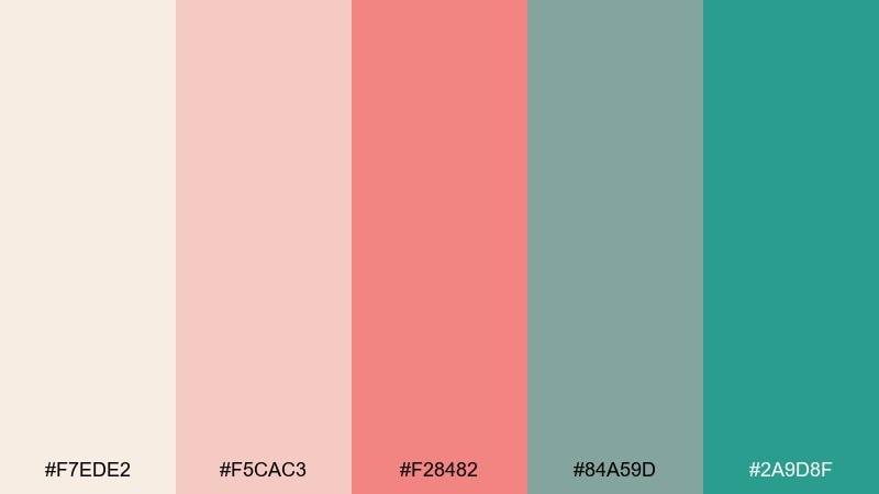 terra cotta cafe flat color palette with hex codes
