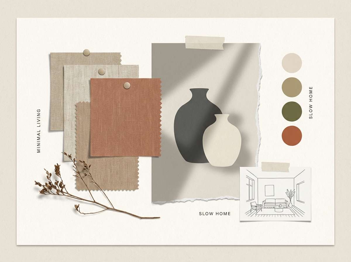 minimal desert linen moodboard