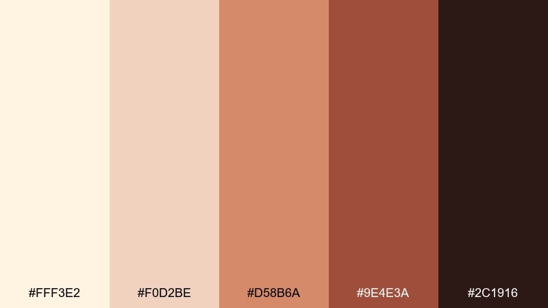 terracotta aurora cosmic latte color palette with hex codes