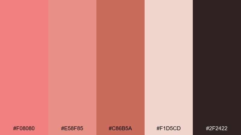 terracotta ballet light coral color palette with hex codes