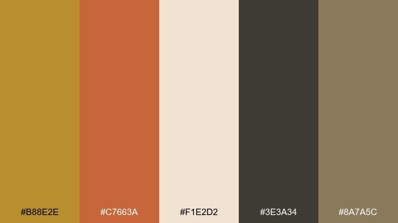 terracotta brass antique brass color palette with hex codes