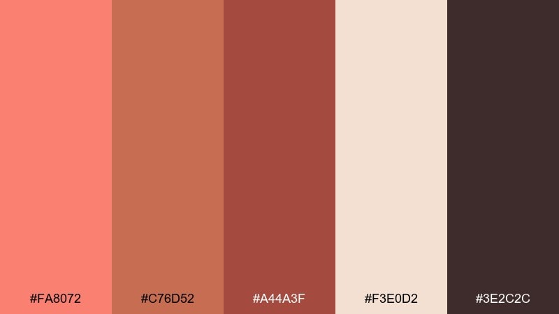terracotta clay harmony salmon color palette with hex codes
