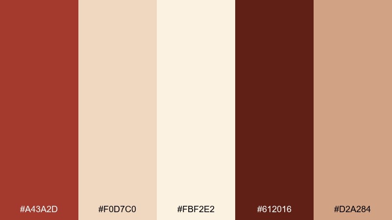terracotta cream tea red cream color palette with hex codes