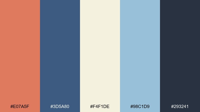 terracotta denim gender reveal color palette with hex codes
